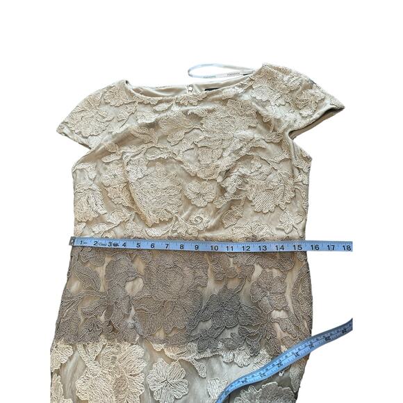 Tadashi Shoji Dress Ivory Latte Pumice Lace Tulle Nomi Formal Evening Size 12 - Picture 13 of 14